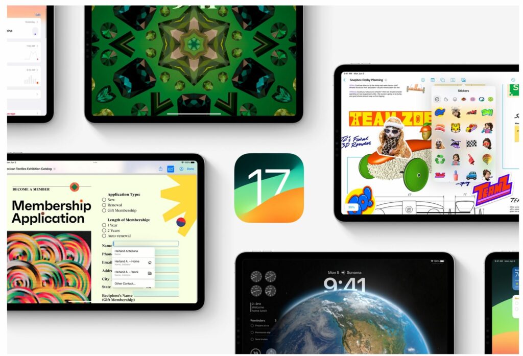 애플 iPadOS 17 프리뷰 화면입니다.